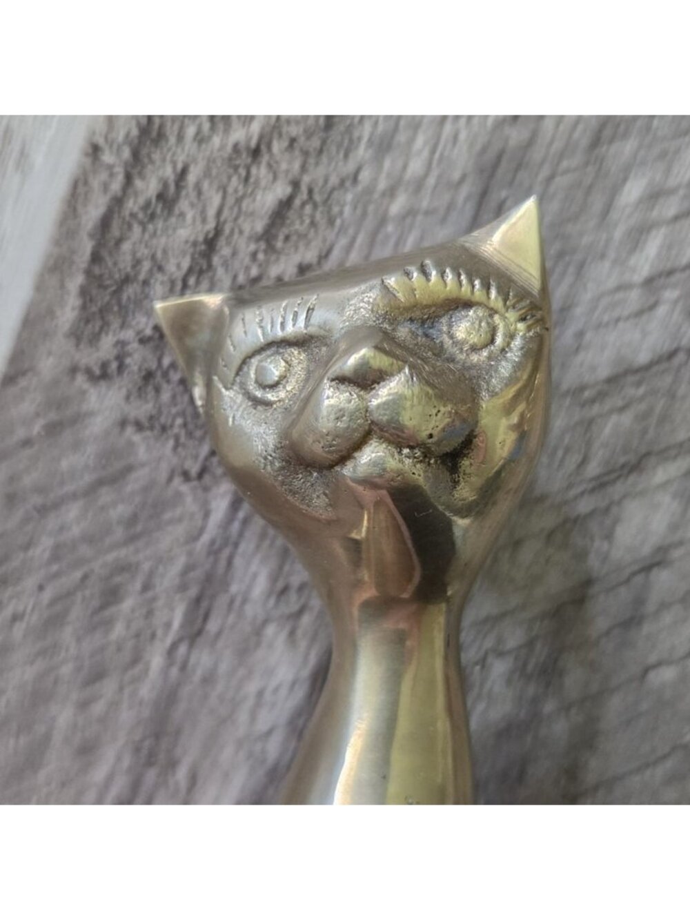 Vintage 1960s Solid Brass Cat Figurine Mid Century Modern MCM Decor Statue 4" - Picture 4 of 12